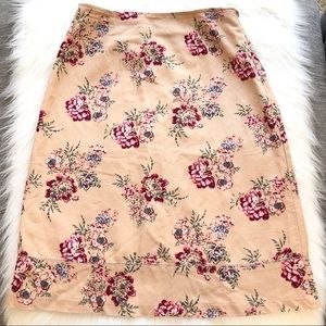 Eddie Bauer Linen Cotton Floral Skirt Size 6